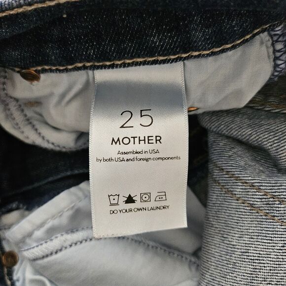 Mother Jeans 25 Blue Stunner Zip Ankle Step Fray Raw Hem Sweeping Racer Stretch - Picture 3 of 12